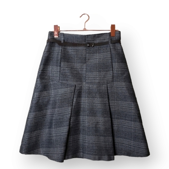 CIVIDINI pleated circle skirt in grey plaid office core witchy grunge size 44 - Picture 1 of 10